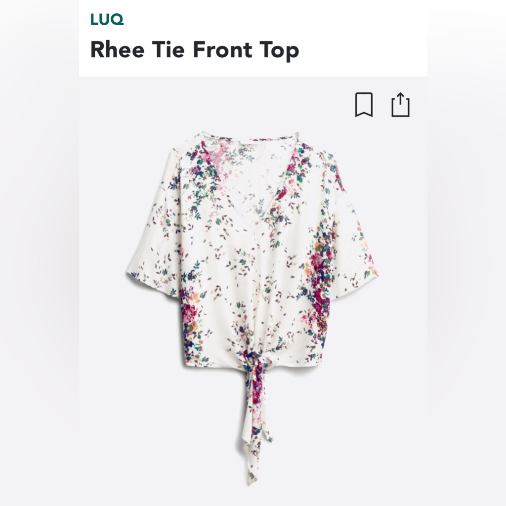 Luq Rhee Tie Front Top Nwt!